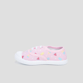 Tennis en toile à lacets rose fille