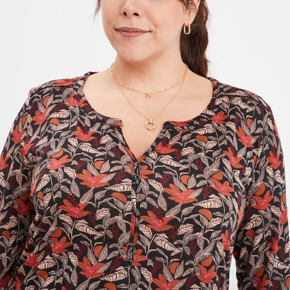 T-shirt manches 3/4 bordeaux femme grande taille