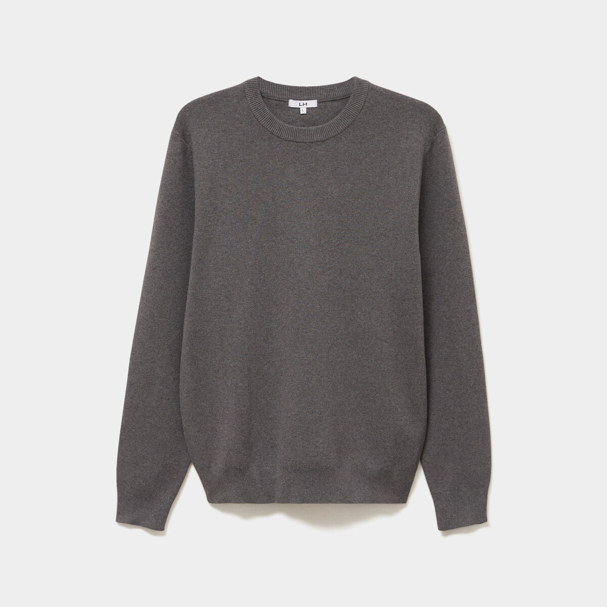 Pull col rond manches longues gris homme