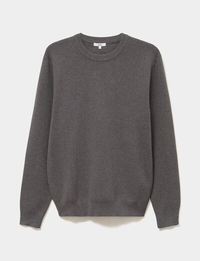 Pull col rond manches longues gris homme