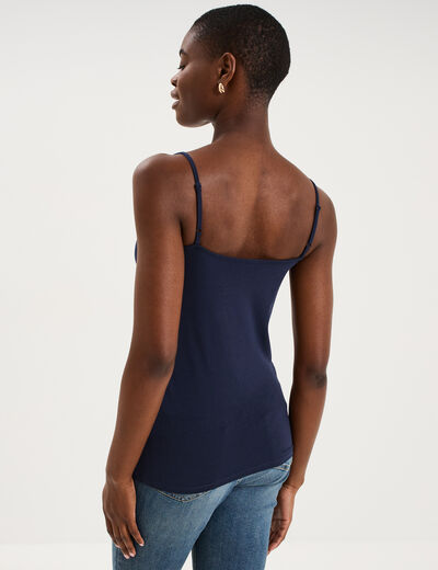 D&eacute;bardeur bretelles r&eacute;glables en coton bleu marine femme