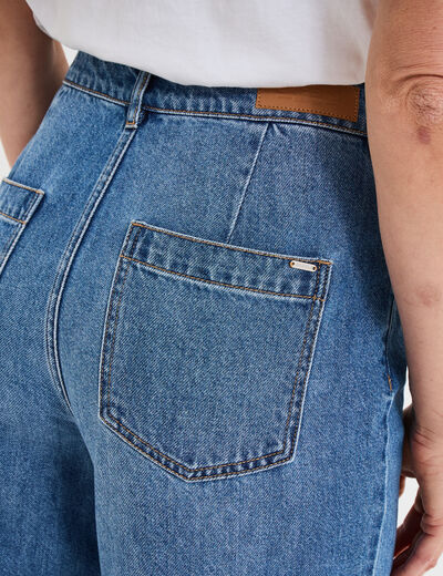Jeans cargo large coton denim stone femme
