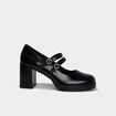 Escarpin &agrave; double bride talon bloc noir femme