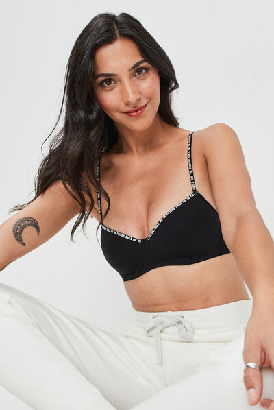 Soutien-gorge balconnet à coque noir femme