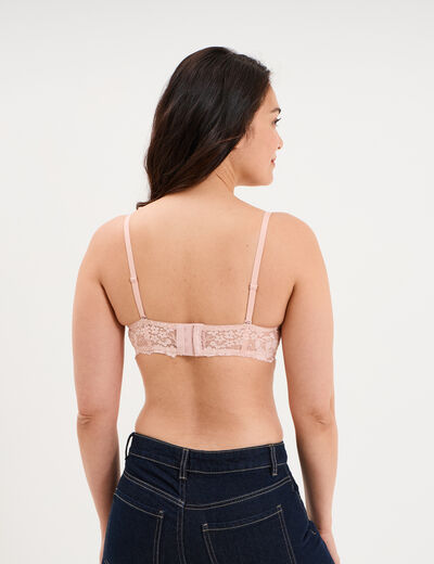 Soutien-gorge balconnet micro dentelle rose clair femme