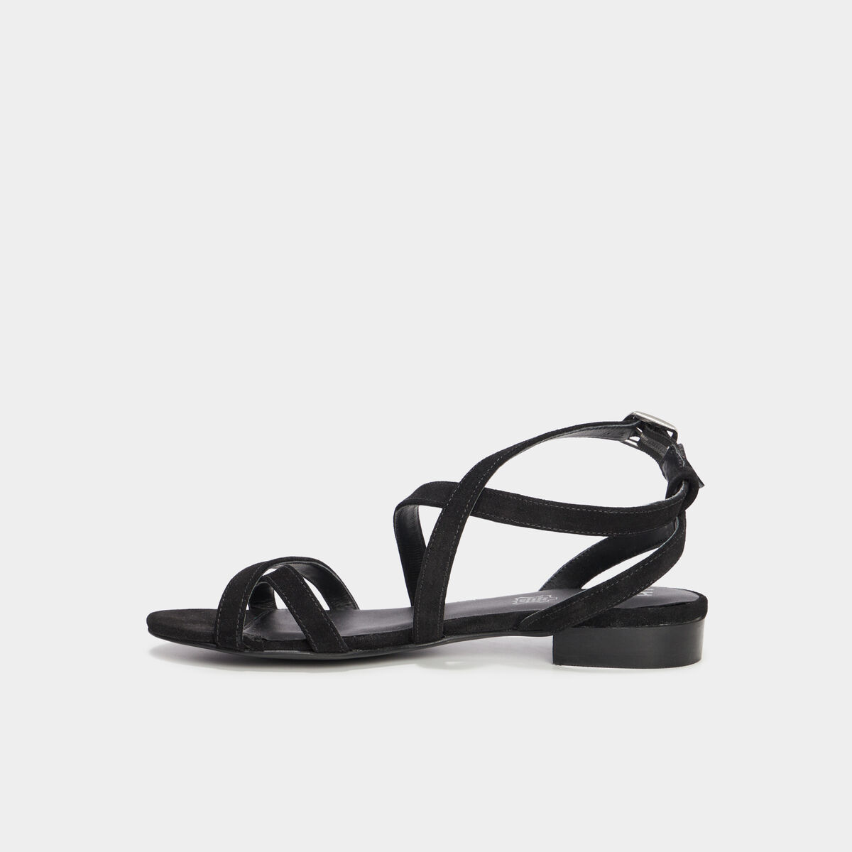 Sandales avec brides en cuir noir femme