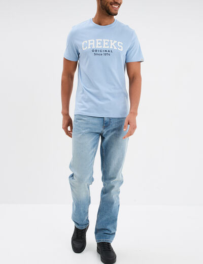 T-shirt manches courtes coton Creeks bleu ciel homme