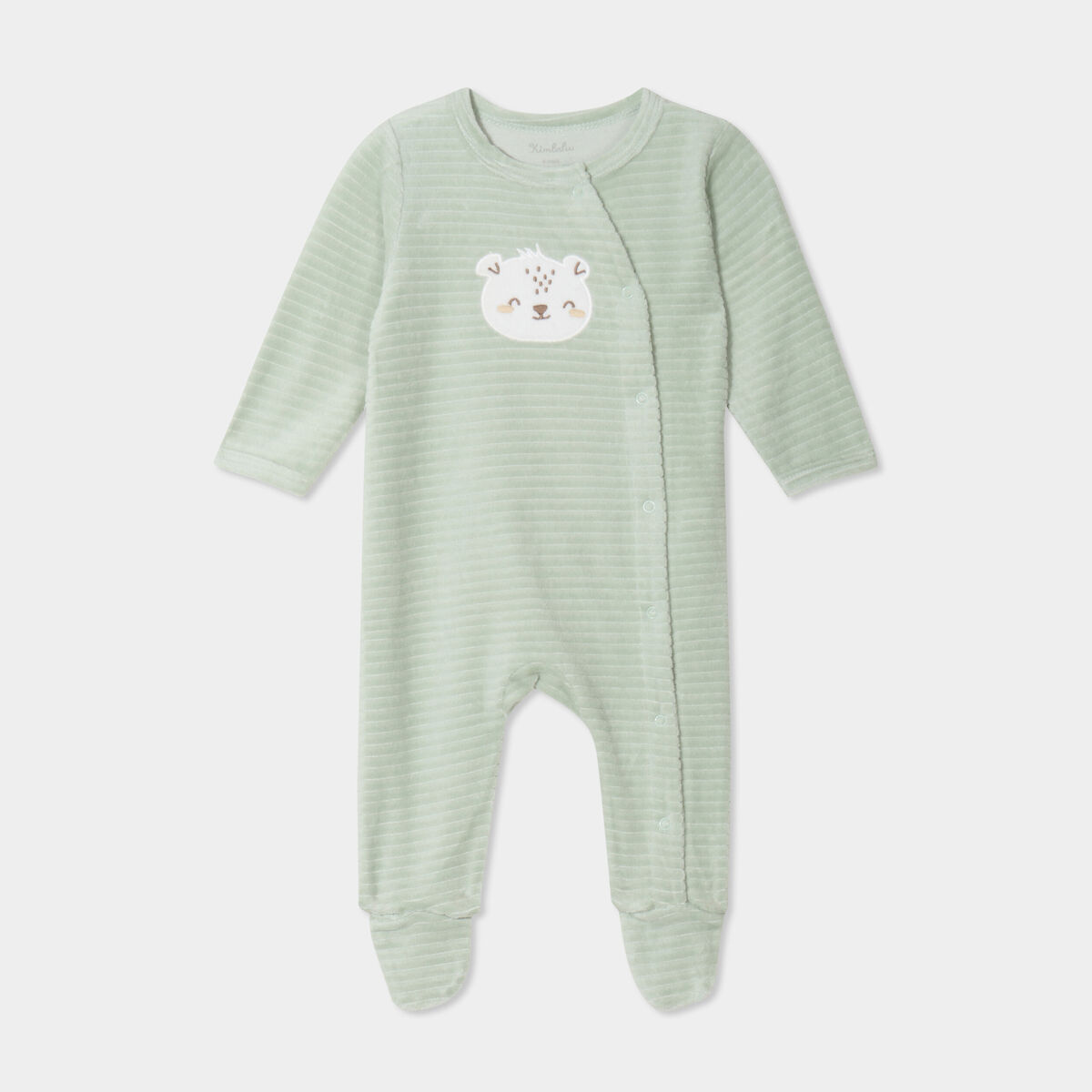 Dors-bien effet velours manches longues vert pastel bébé garçon