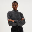 Pull col montant manches longues amples gris fonc&eacute; femme