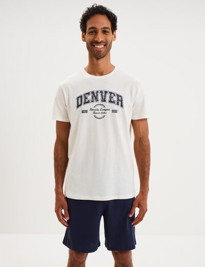 Ensemble pyjama t-shirt et short blanc homme