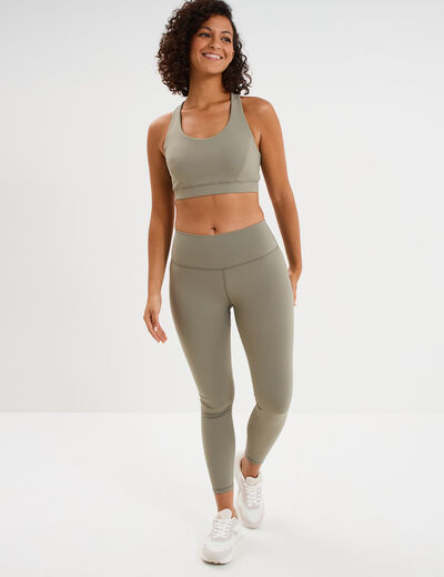 Brassi&egrave;re de sport ajust&eacute;e dos nageur vert kaki femme