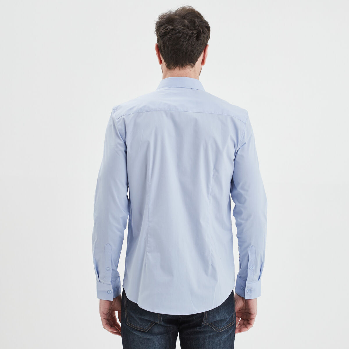 Chemise stretch manches longues bleu ciel homme