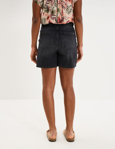 Short mom en jean 5 poches denim noir femme