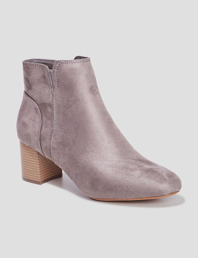 Bottines suédines à talons gris femme