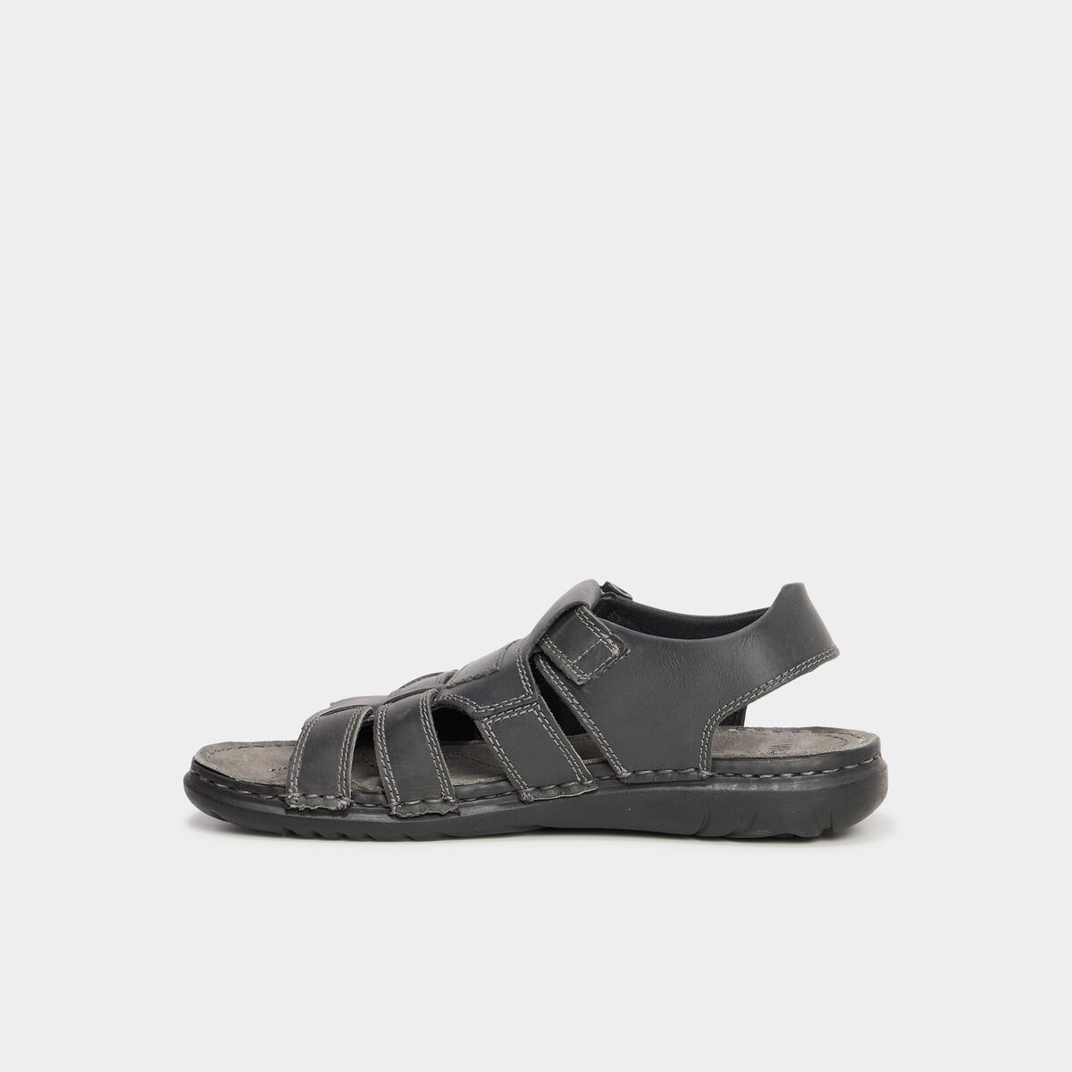 Sandales &agrave; scratchs en cuir noir homme