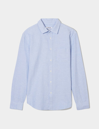 Chemise coton manches longues Creeks bleu ciel homme