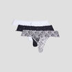 Lot 3 strings avec dentelle noir femme
