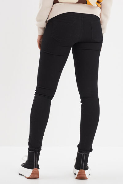 Pantalon slim taille basse noir femme