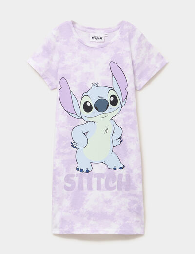 Chemise de nuit mi-longue coton Stitch parme fille