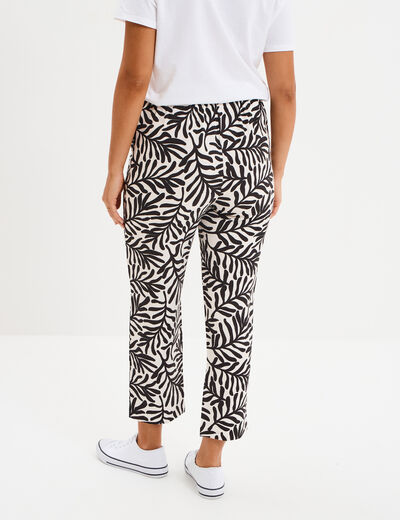 Pantalon fluide coupe cigarette blanc femme