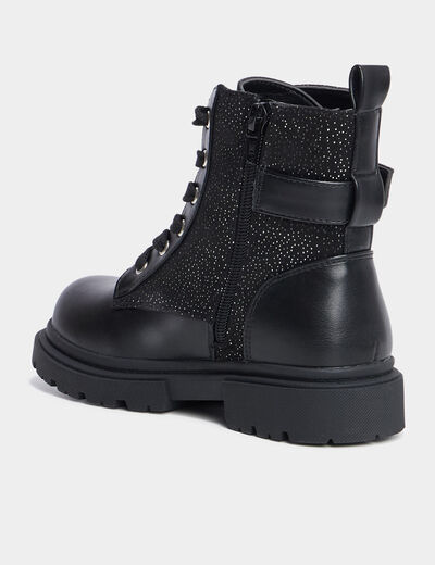 Bottines à lacets et boucles noir fille