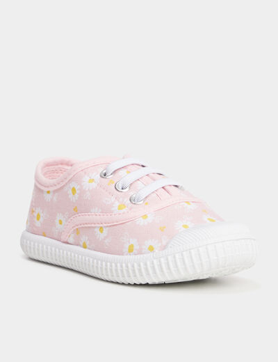 Tennis en toile à lacets rose fille