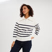 Pull col camionneur zipp&eacute; ecru femme