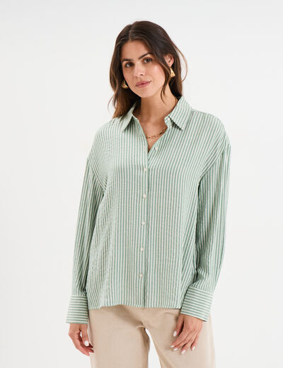 Chemise manches longues vert kaki femme