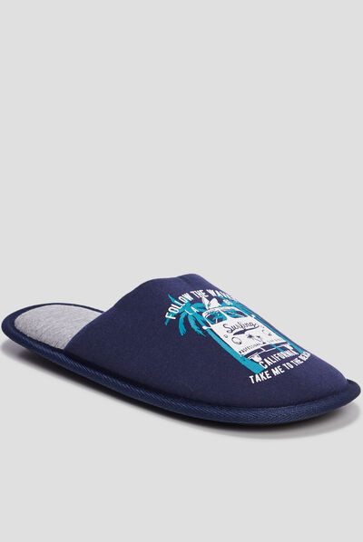 Chaussons mules surf bleu homme