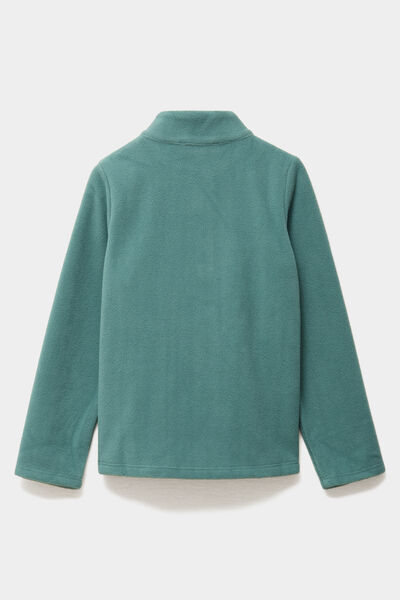 Sweat polaire col camionneur vert fonc&eacute; gar&ccedil;on