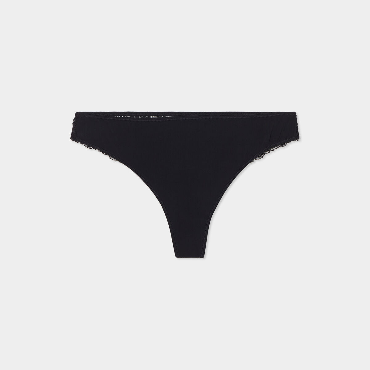 Tanga avec micro dentelle noir femme
