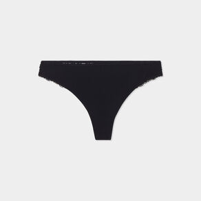 Tanga avec micro dentelle noir femme