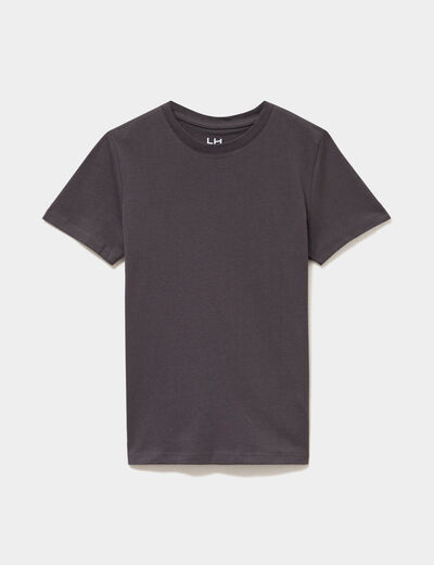 T-shirt en coton manches courtes gris fonc&eacute; gar&ccedil;on