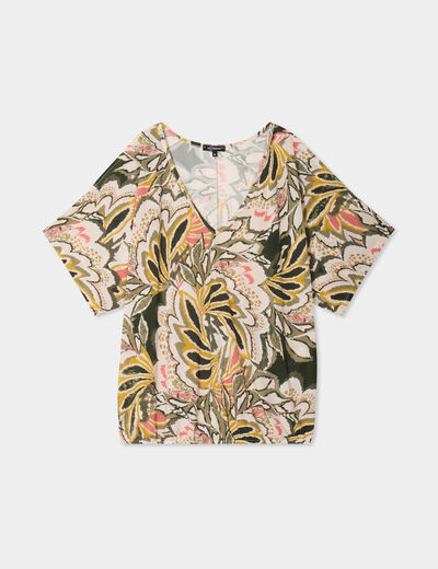 T-shirt manches courtes amples multicolore femme