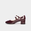 Babies vernies &agrave; talons carr&eacute;s bordeaux femme