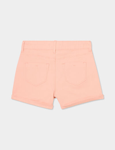 Short ajusté en twill orange clair fille