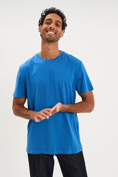 T-shirt droit en coton manches courtes bleu homme