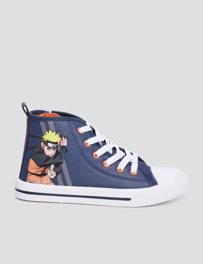 Baskets montantes zippées Naruto bleu marine garçon