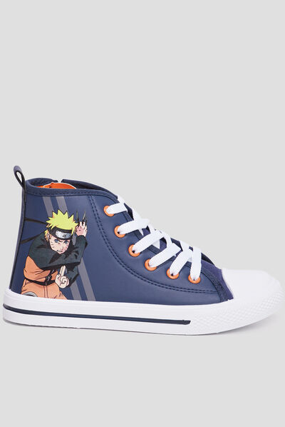 Baskets montantes zippées Naruto bleu marine garçon