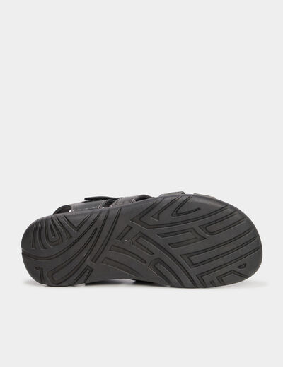 Sandales à scratchs en cuir noir homme
