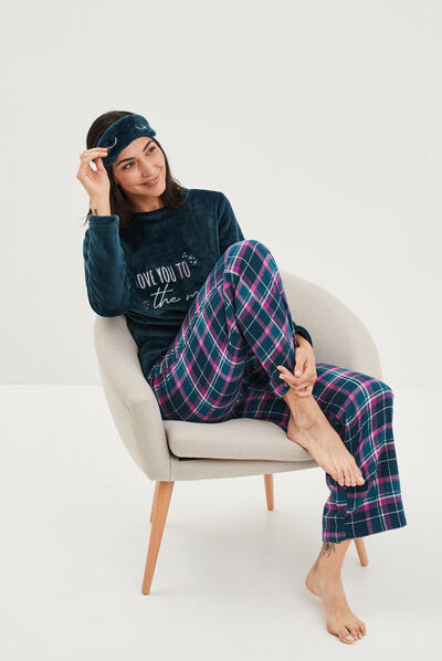 Ensemble pyjama velours 3 pièces violet femme