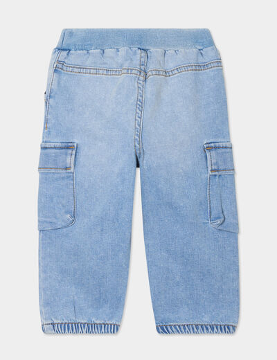 Jeans poches rabats denim bleach b&eacute;b&eacute; gar&ccedil;on
