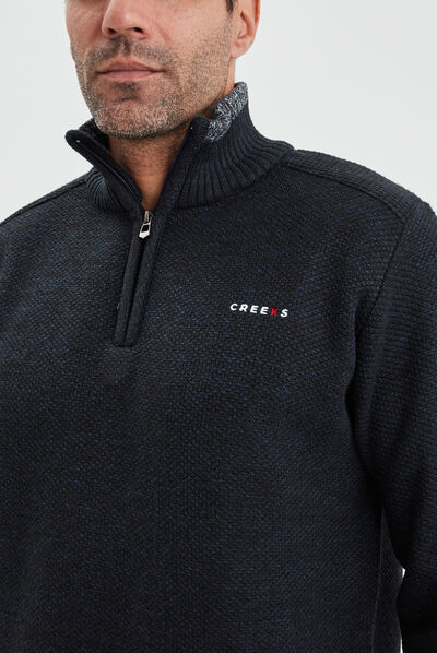 Pull camionneur zippé droit Creeks bleu foncé homme