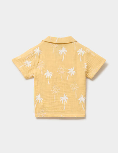 Ensemble short et chemise gaze de coton jaune b&eacute;b&eacute; gar&ccedil;on