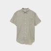Chemise manches courtes lin m&eacute;lang&eacute; vert kaki homme