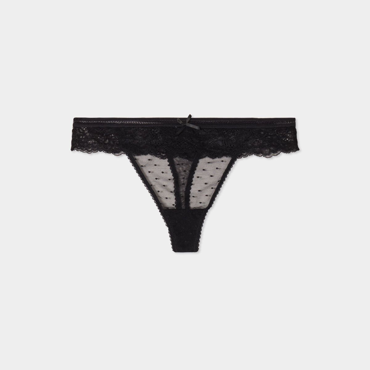 String en dentelle noir femme