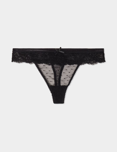String en dentelle noir femme