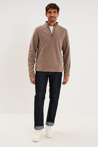Sweat polaire col camionneur gris homme
