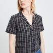 Chemise cropped coton noir femme