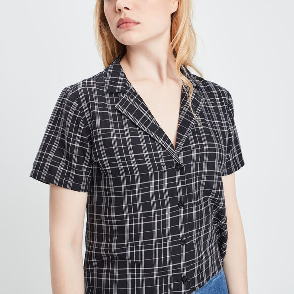 chemise cropped coton noir femme Chemise cropped coton noir femme